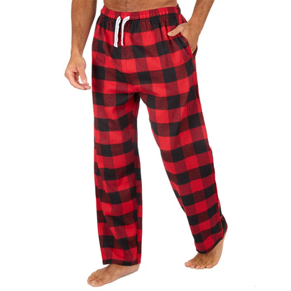 Cargo Bay Mens Check Flannel Lounge Pants - Red/Black