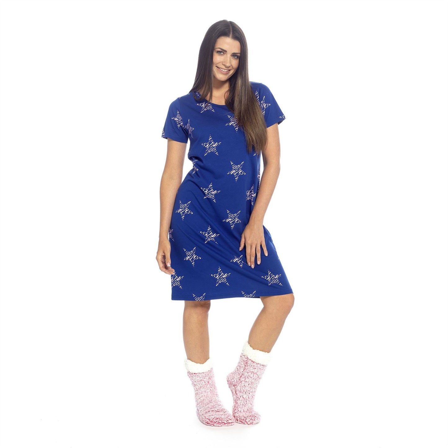 Follow That Dream Womens Zebra Print Stars Nightie - Blue Follow That Dream