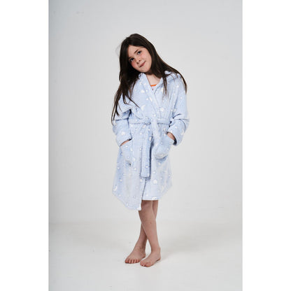 Nifty Kids Moon/Stars Fleece Robe - Blue