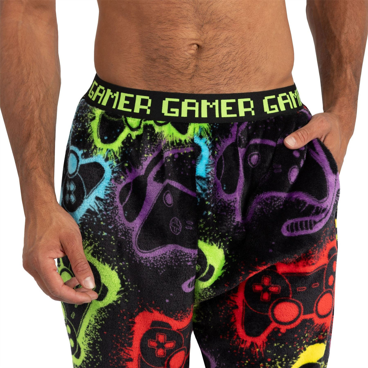 Cargo Bay Mens 'Gamer' Fleece Lounge Pants - Black Cargo Bay