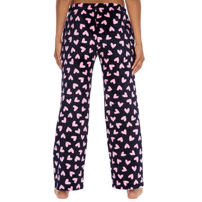 Forever Dreaming Womens Fleece Lounge Pants - Dark Navy/Hearts