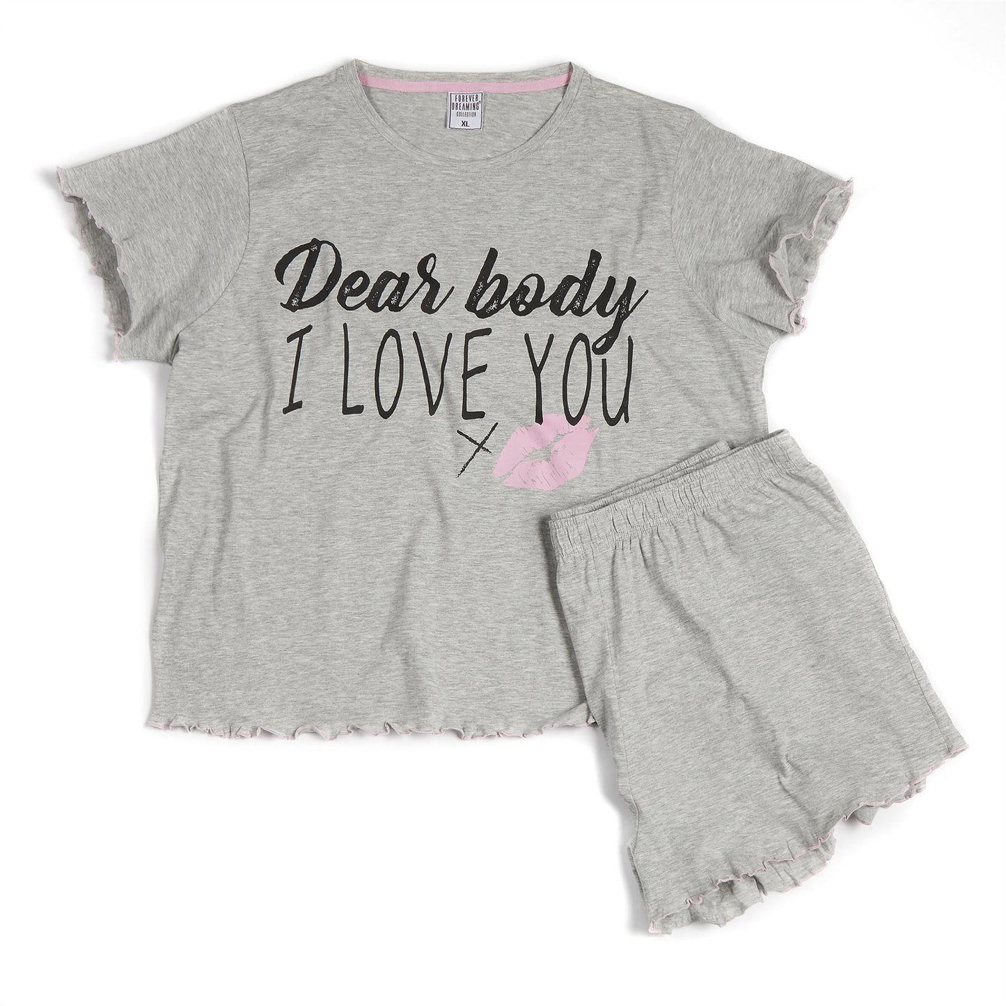 Forever Dreaming Womens 'Dear Body I Love You' Pyjama Set - Grey