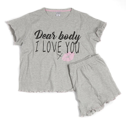 Forever Dreaming Womens 'Dear Body I Love You' Pyjama Set - Grey