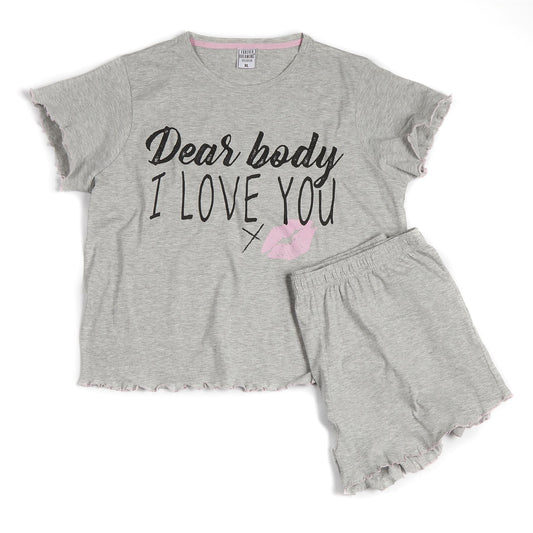 Forever Dreaming Womens 'Dear Body I Love You' Pyjama Set - Grey