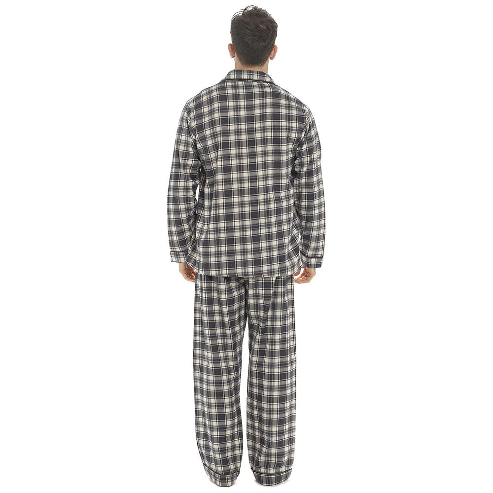 Tom Franks Mens Flannel Pyjamas Grey Check