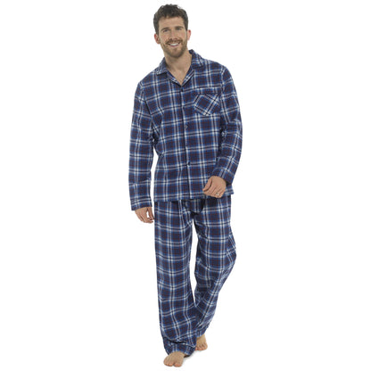 Tom Franks Mens Flannel Pyjamas Blue/Red Check