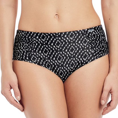 Fantasie Byron Bay Deep Gathered Side Bikini Brief - Black/Cream