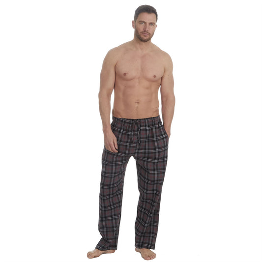 Embargo Mens Check Flannel Lounge Pants - Grey Check