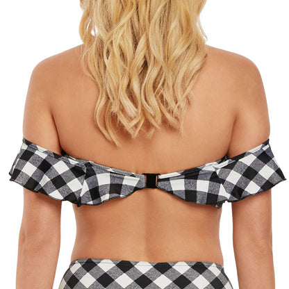 Freya Totally Check Bardot Multiway Bikini Top - Monochrome
