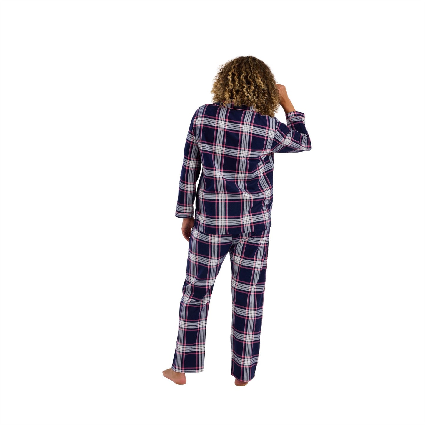 Indigo Sky Womens Check Print Brushed Cotton Pyjamas - Navy