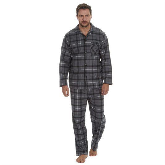 Cargo Bay Mens Printed Flannel Pyjamas - Grey Check