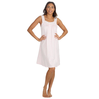 Cottonique Sleeveless Pastel Spot Nightdress - Pink Cottonique
