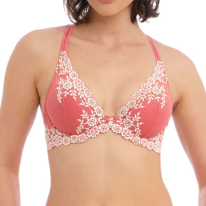 Wacoal Embrace Lace Plunge Bra - Faded Rose/White Sand