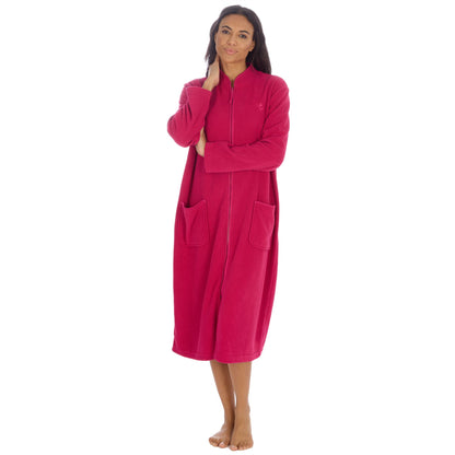 Countess Christie Longer Length Zip Housecoat - Raspberry