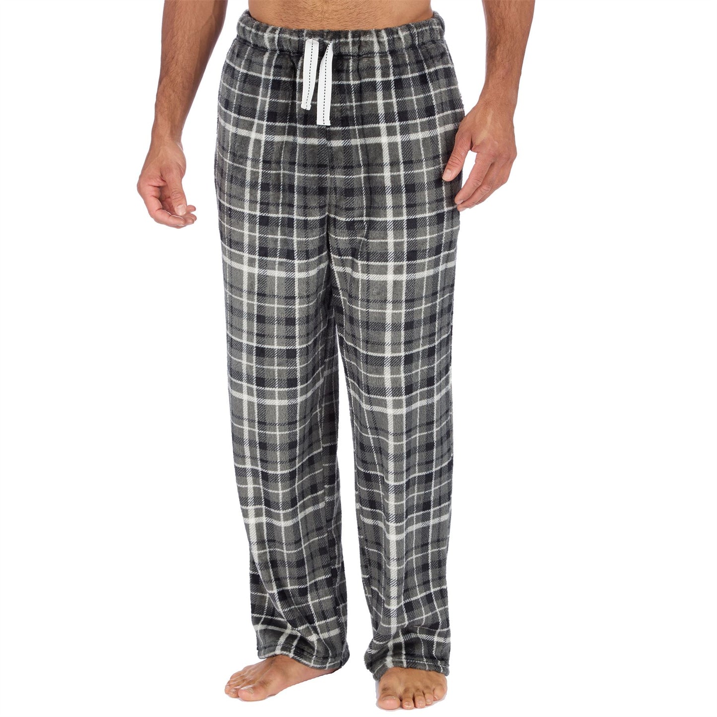 Cargo Bay Mens Fleece Lounge Pants - Grey Check