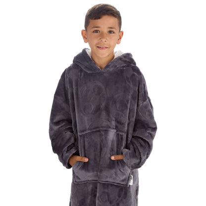 Huggable Hoodie Kids Fleece Oversized Embossed Hoodie - Football