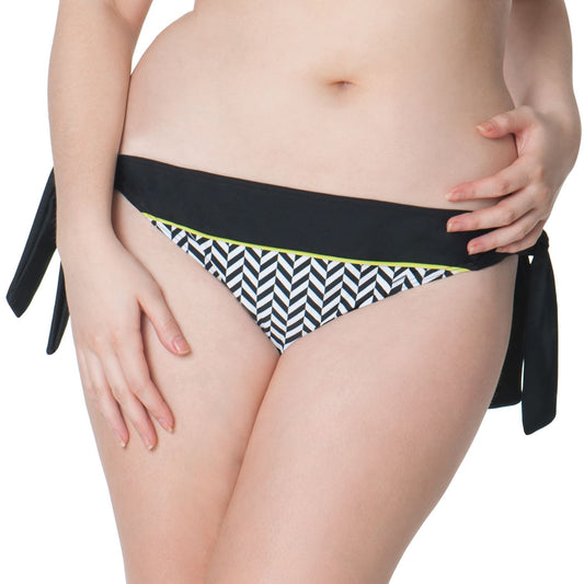 Curvy Kate Hypnotic Tie Side Bikini Brief - Monochrome/Olive