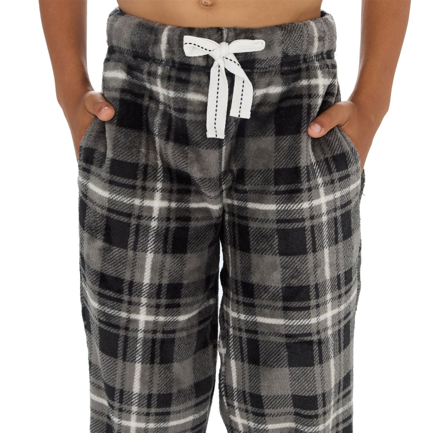 Cargo Bay Boys Fleece Lounge Pants - Charcoal Check