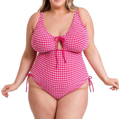 Curvy Kate Holiday Check Non Wired Swimsuit - Raspberry Pink