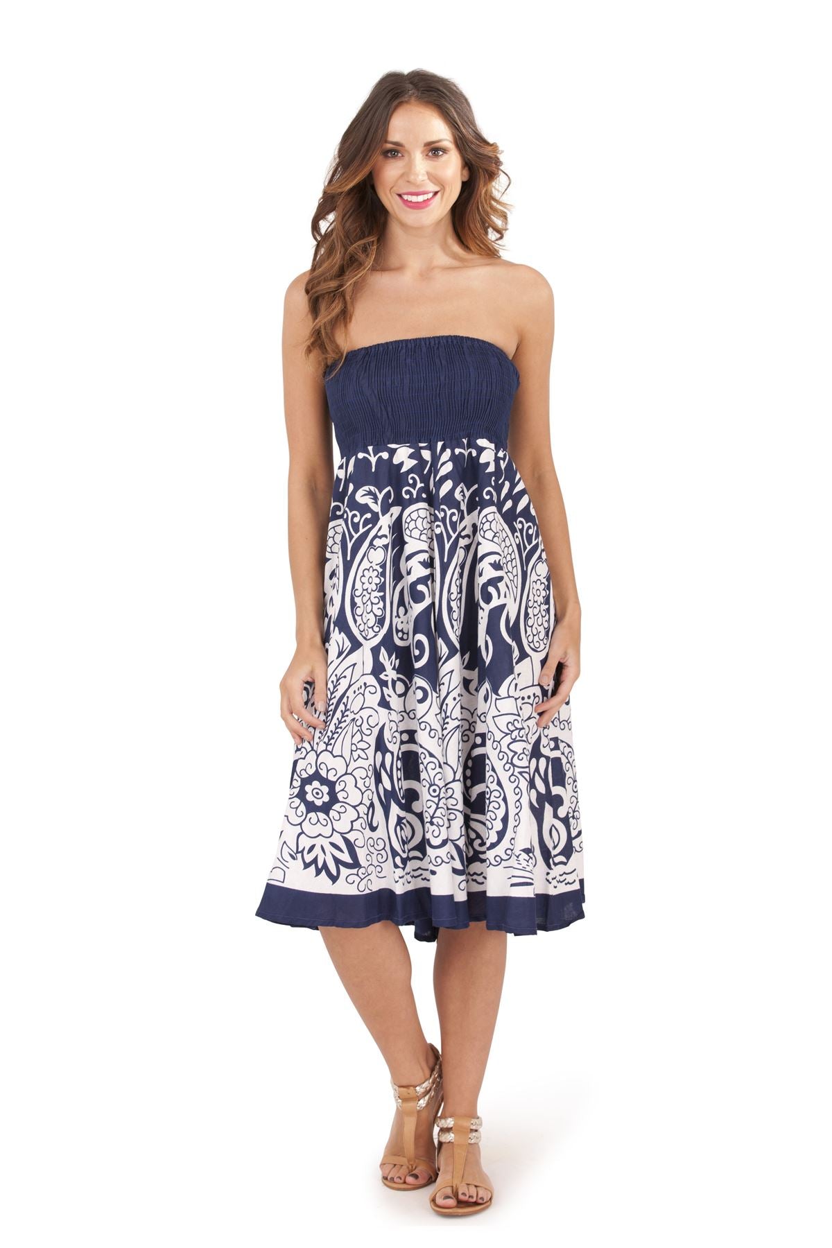 Pistachio Paisley Print Dress/Skirt - Navy