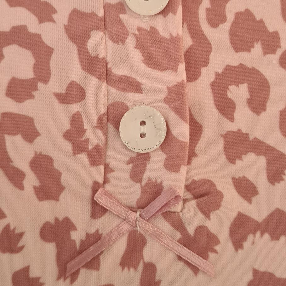 Fine Woman Womens Animal Print Short Sleeve Nightdress - Pink Fine Woman