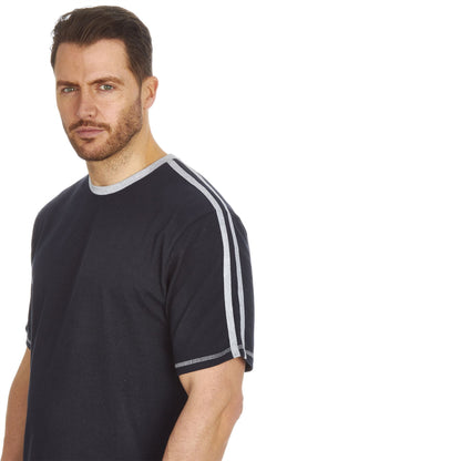 Cargo Bay Mens Contrast Stripe Pyjamas - Navy/Grey