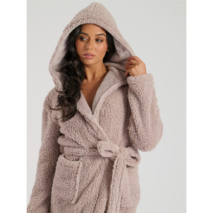 Loungeable Luxury Sherpa Fleece Maxi Robe - Mink