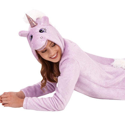 Loungeable Womens Sparkle Unicorn Fleece Onesie - Lilac