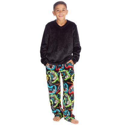 Cargo Bay Kids Fleece Pyjamas - Black/Gamer Cargo Bay