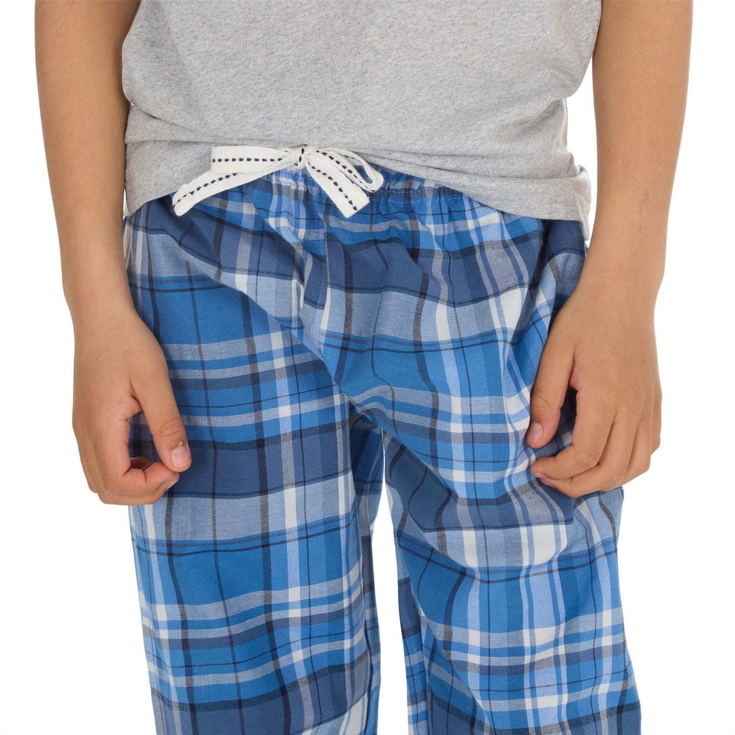 Cargo Bay Kids Top and Woven Check Bottoms - Grey Marl/Denim