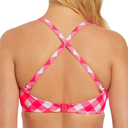 Freya Totally Check High Apex Plunge Bikini Top - Tropical Punch