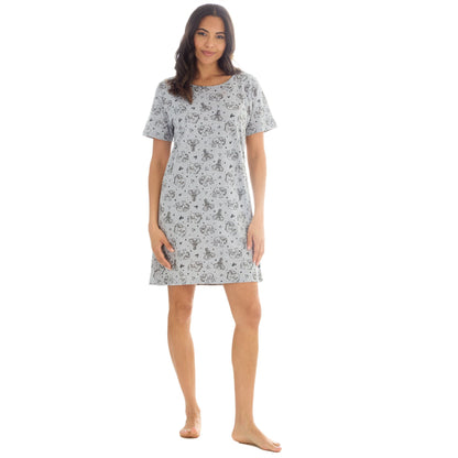 Forever Dreaming Elephants Womens Nightdress - Grey