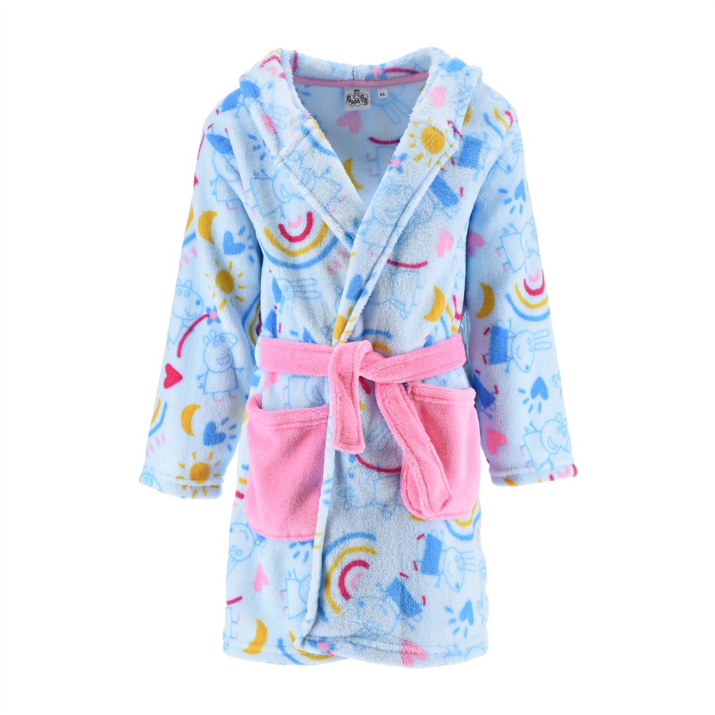 Peppa Pig Kids Fleece Rainbow Robe - Turquoise