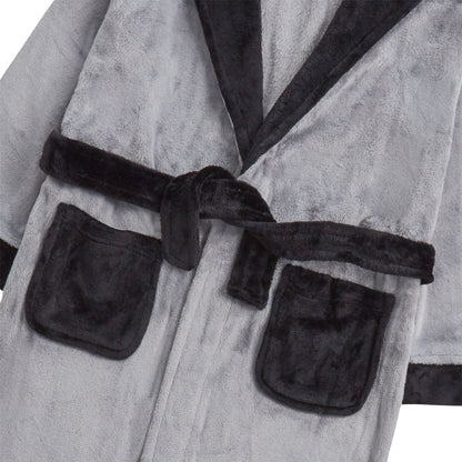 4Kidz Kids Contrast Hooded Fleece Robe - Grey