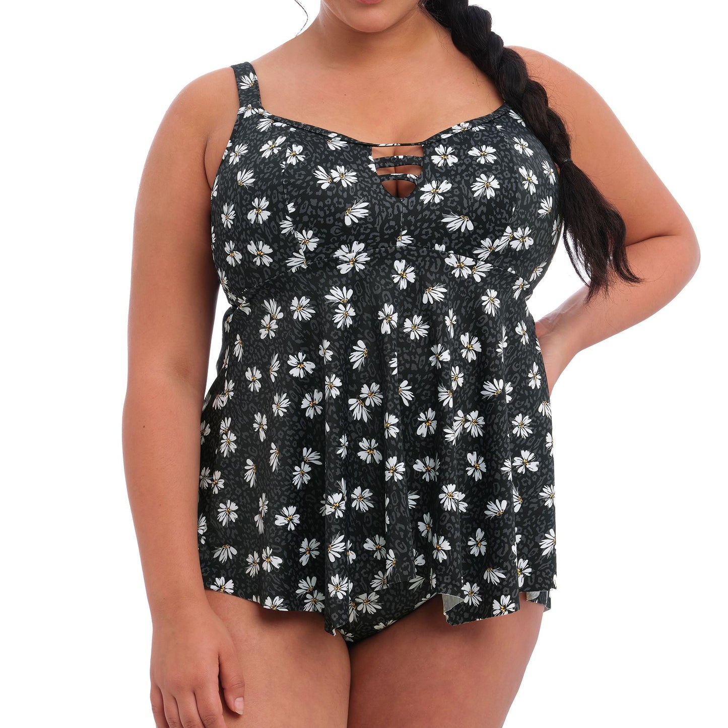 Elomi Plain Sailing Tankini Top - Black Daisy