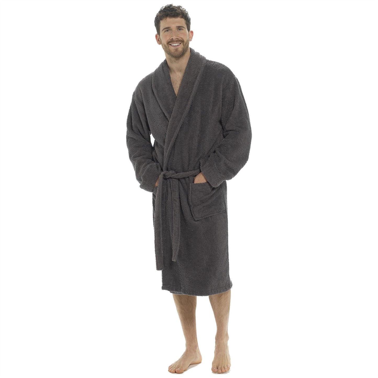 Tom Franks Mens Cotton Towelling Robe - Grey