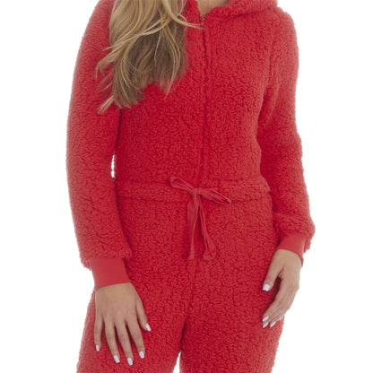 Jenni Intimates Womens Soft Handle Sherpa Fleece Onesie - Papaya