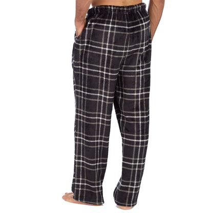 Cargo Bay Mens Fleece Lounge Pants - Black Check