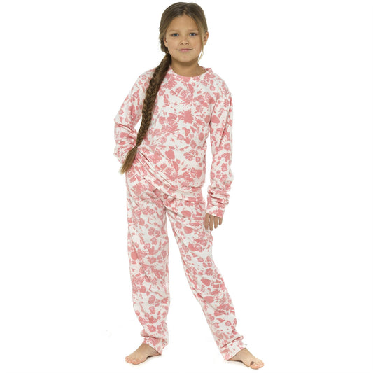Foxbury Girls Tie Dye Fleece Pyjamas - Pink