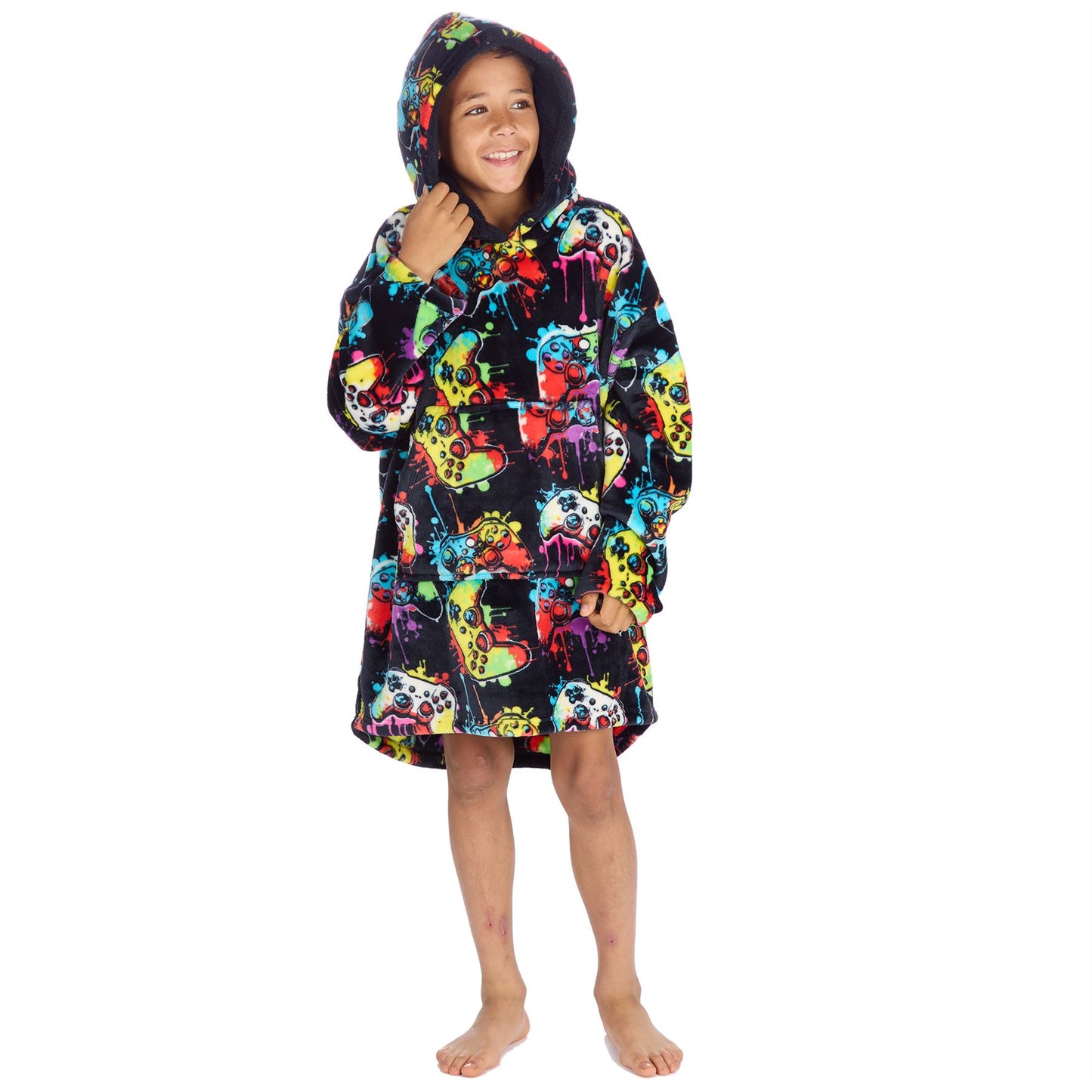 Huggable Hoodie Kids Fleece Oversized Hoodie - Gaming Navy