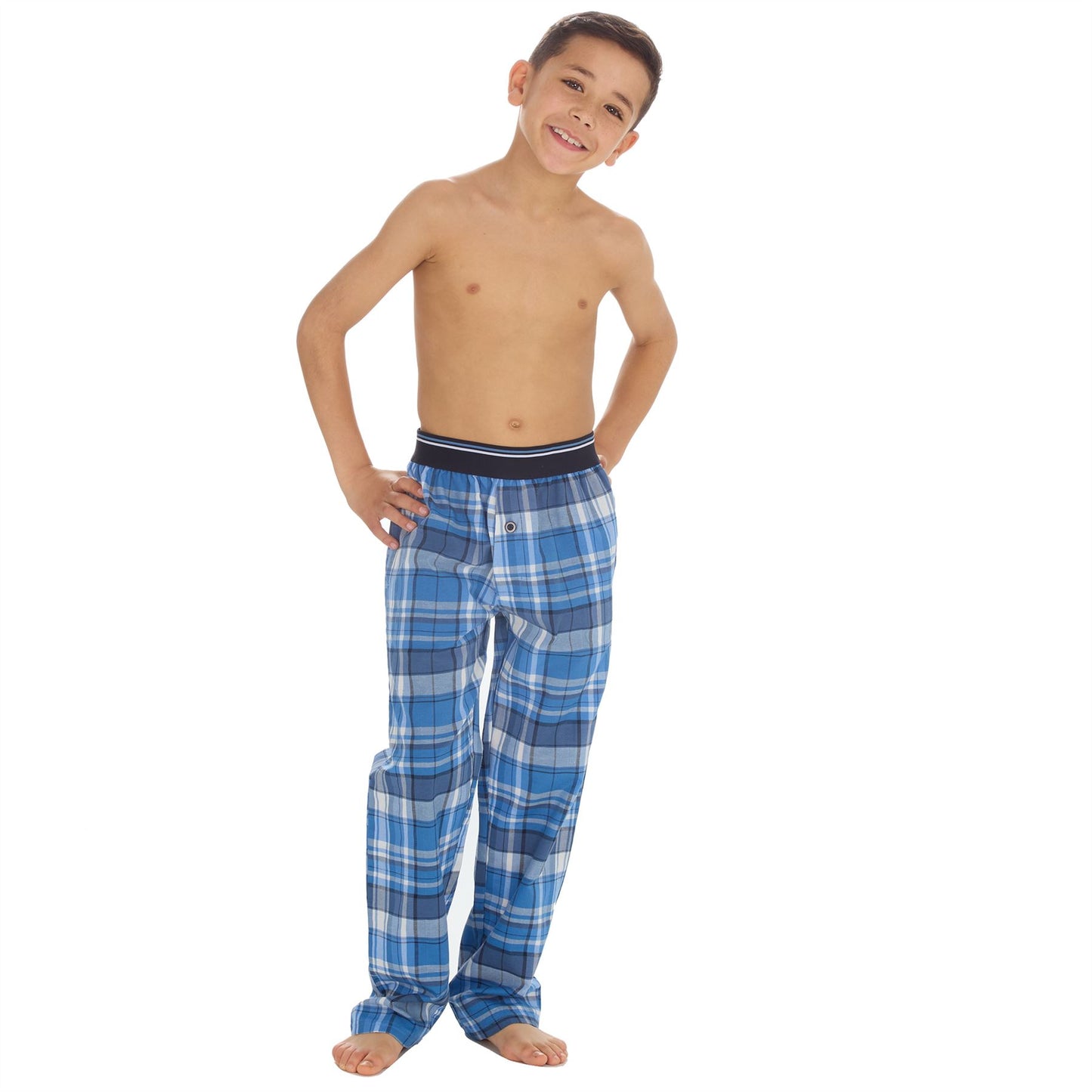 Cargo Bay Boys Woven Check Lounge Pants - Denim