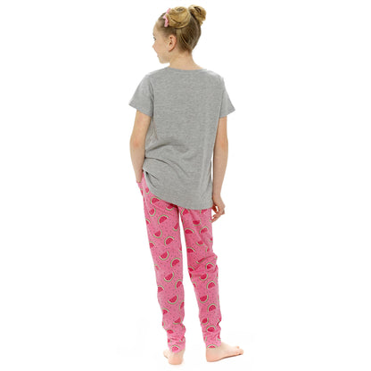 Follow That Dream Girls 'One in a Melon' Pyjama Set - Grey/Pink