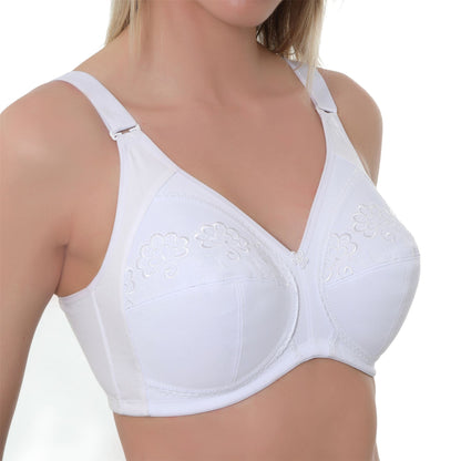 Gemm Full Cup Embroidered Non Wired Bra - White