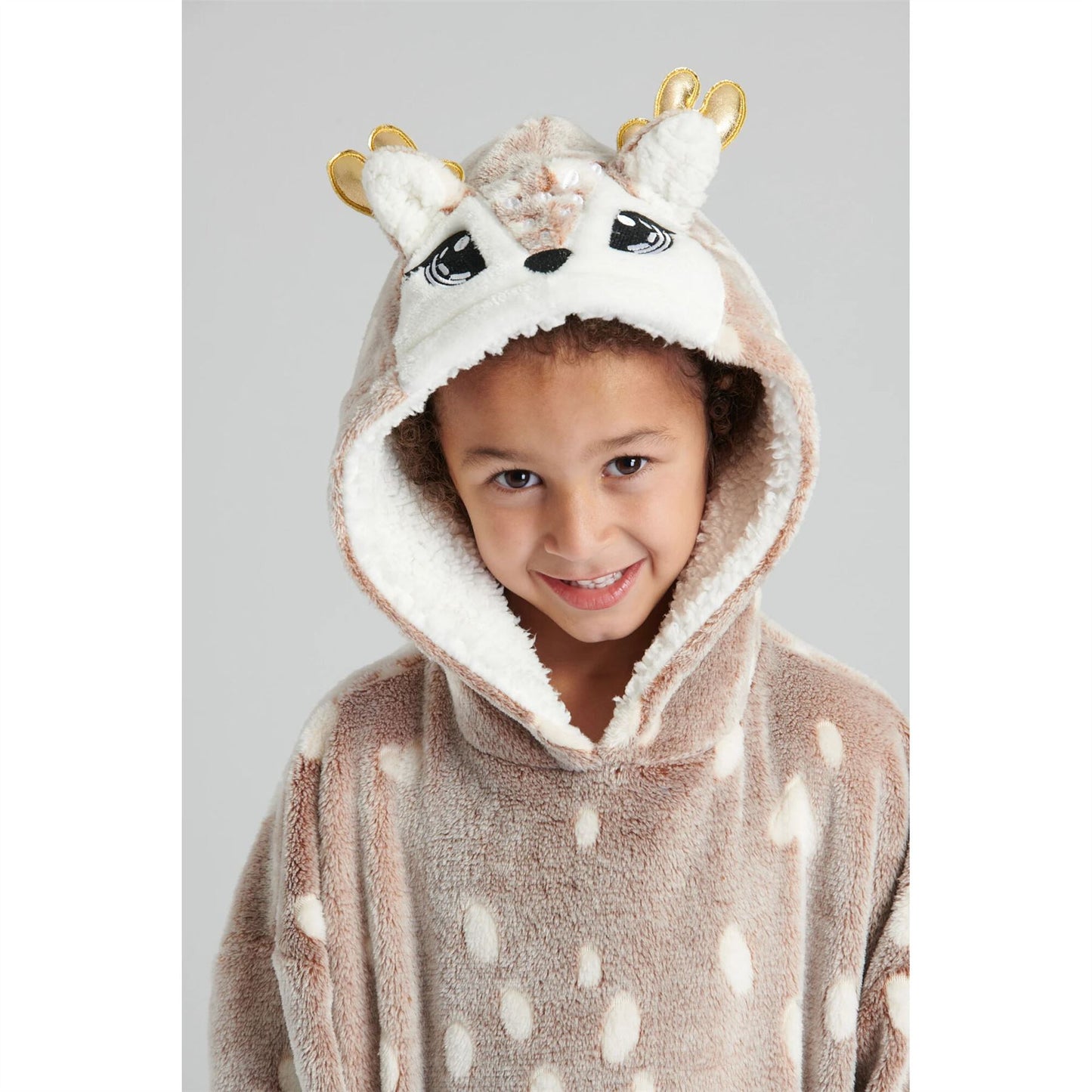 Loungeable Kids Luxury Fleece Reindeer Snuggle Hoodie