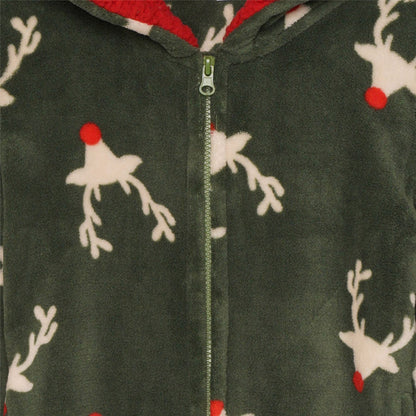 Nifty Kids Reindeer Fleece Onesie - Green