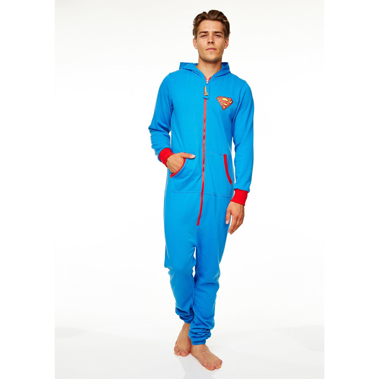 Mens Superman Polycotton Onesie - Blue