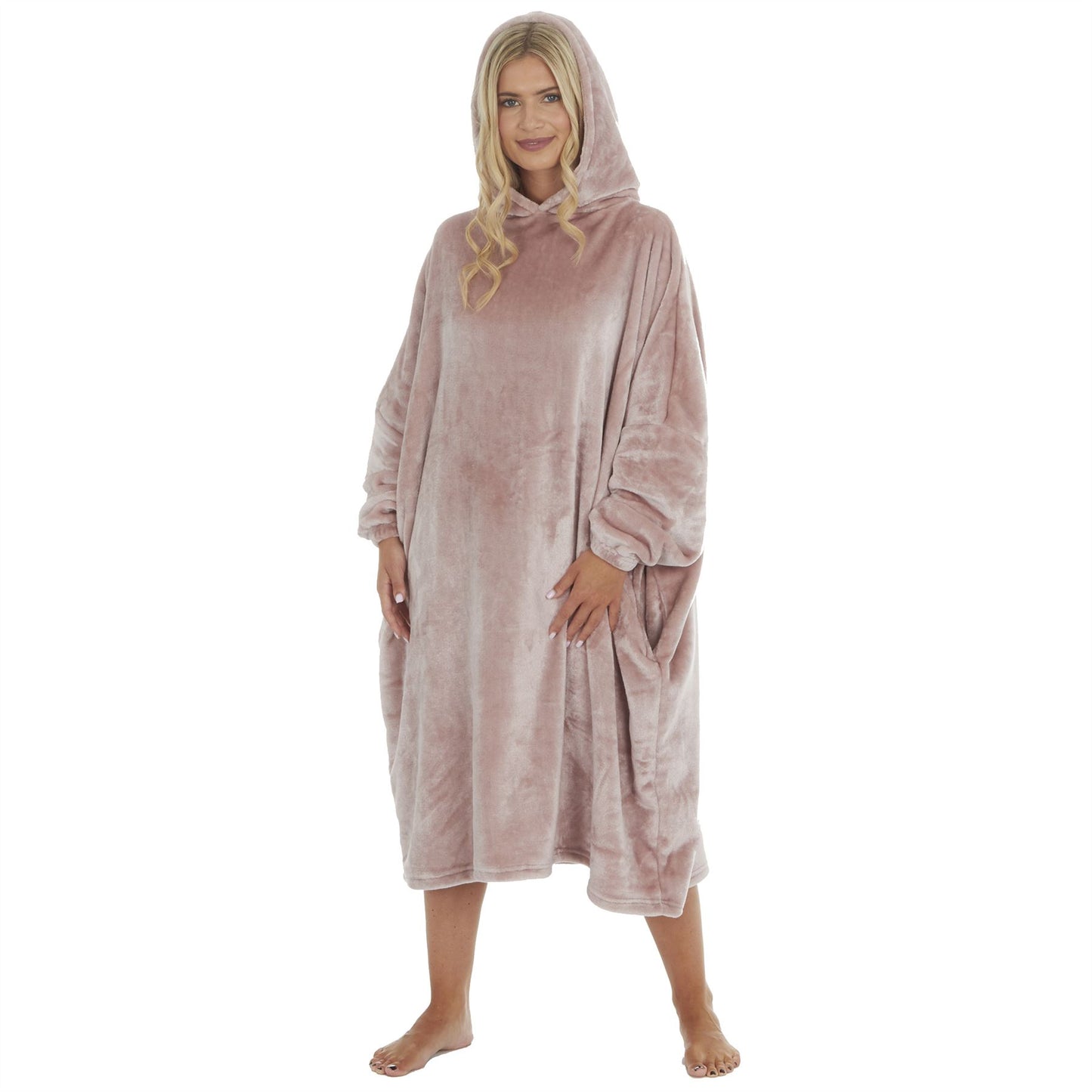 Forever Dreaming Womens Luxury Shimmer Fleece Hoodie - Champagne Pink