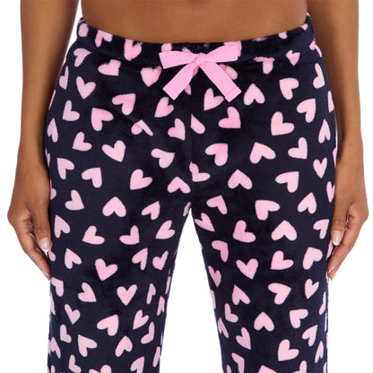 Forever Dreaming Womens Fleece Lounge Pants - Dark Navy/Hearts