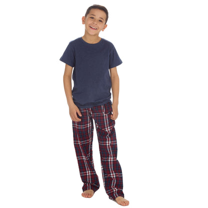 Cargo Bay Kids Top and Woven Check Bottoms - Denim/Burgundy