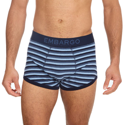 Embargo Mens Hipster Trunks (4 Pack) - Navy Stripe